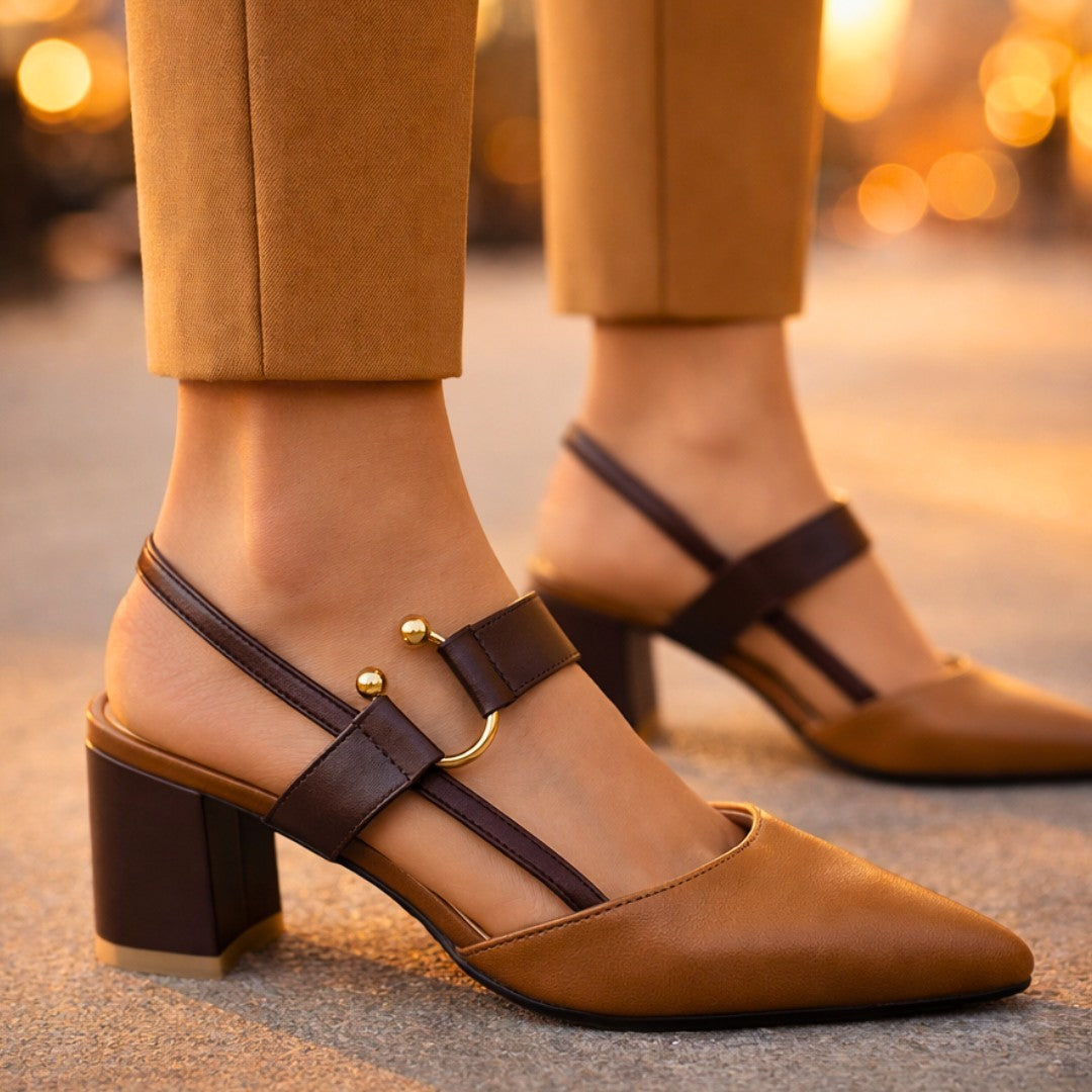 Escarpins Slingback Femme à Talon Carré