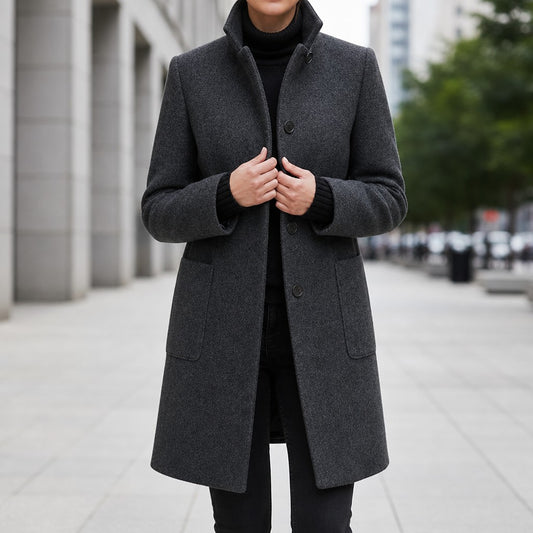 Manteau Long Col Montant Femme
