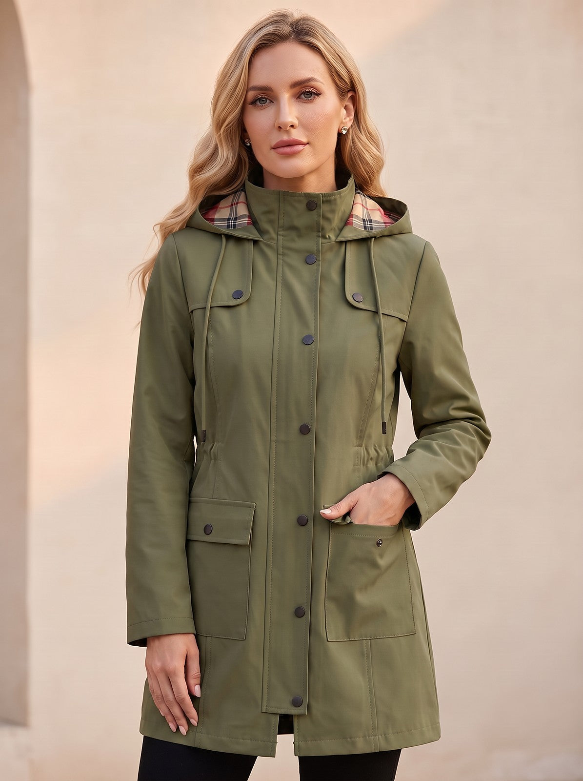 Imperméable Doublé Femme à Capuche