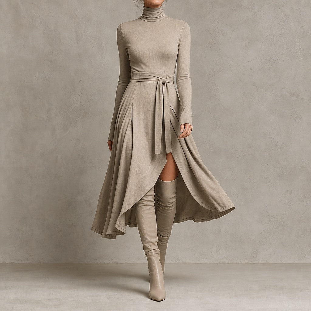 Robe Pull Midi à Col Roulé Femme