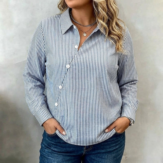 Chemise Rayée Femme à Boutonnage Asymétrique