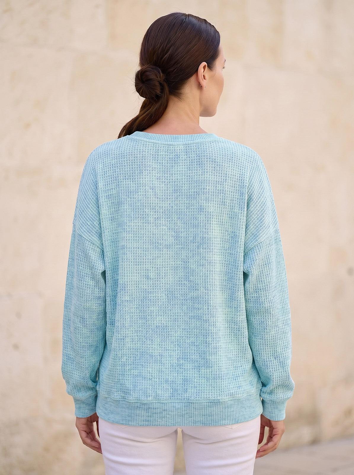 Sweat Gaufré Femme à Col Rond