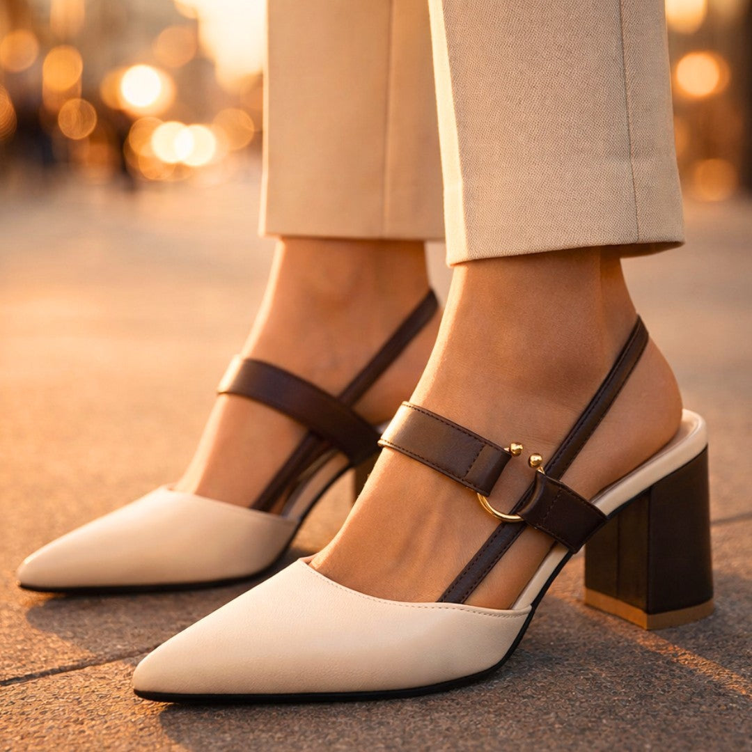Escarpins Slingback Femme à Talon Carré