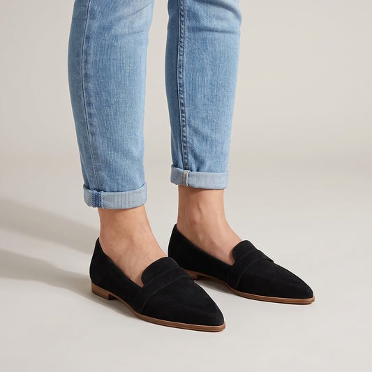 Mocassins Pointus Femme Effet Daim