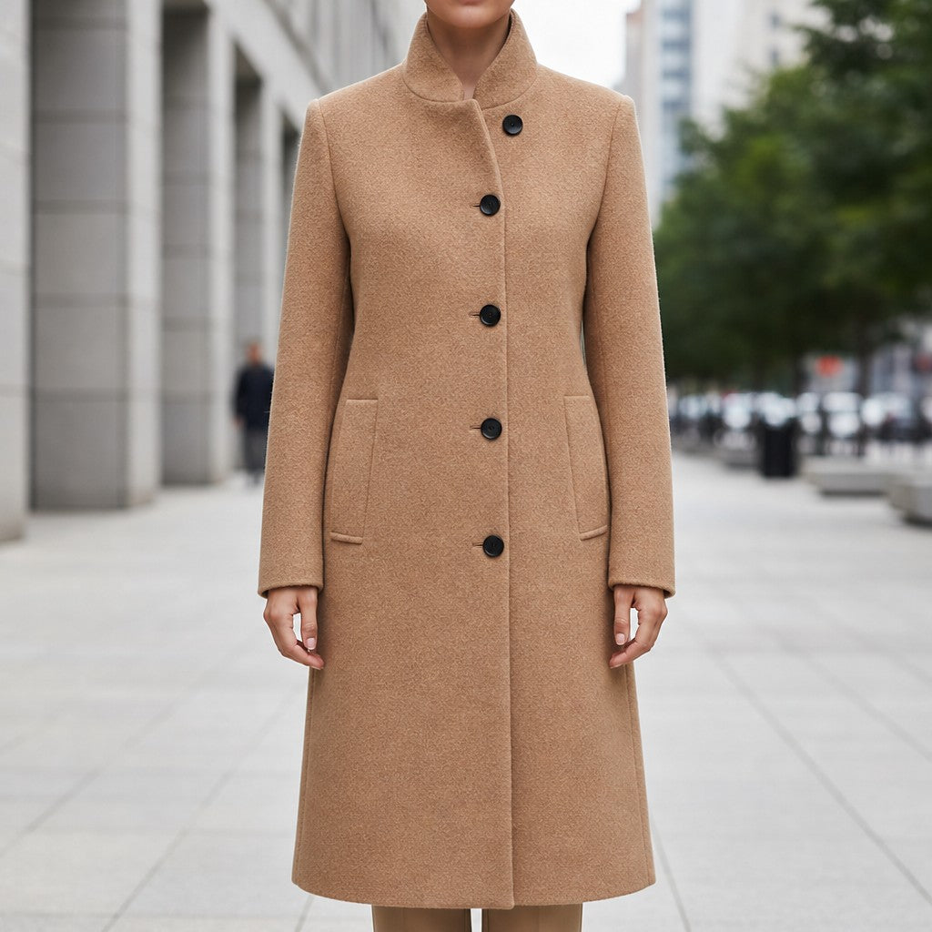Manteau Long Col Montant Femme