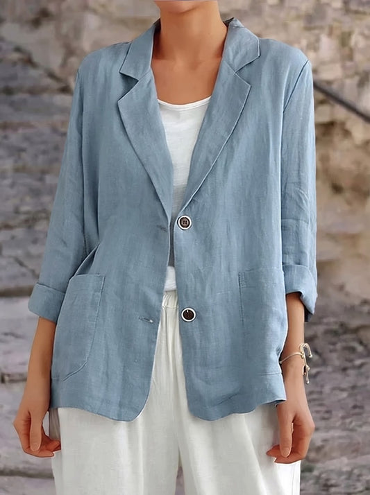 Blazer Coton Femme à Manches Retroussées