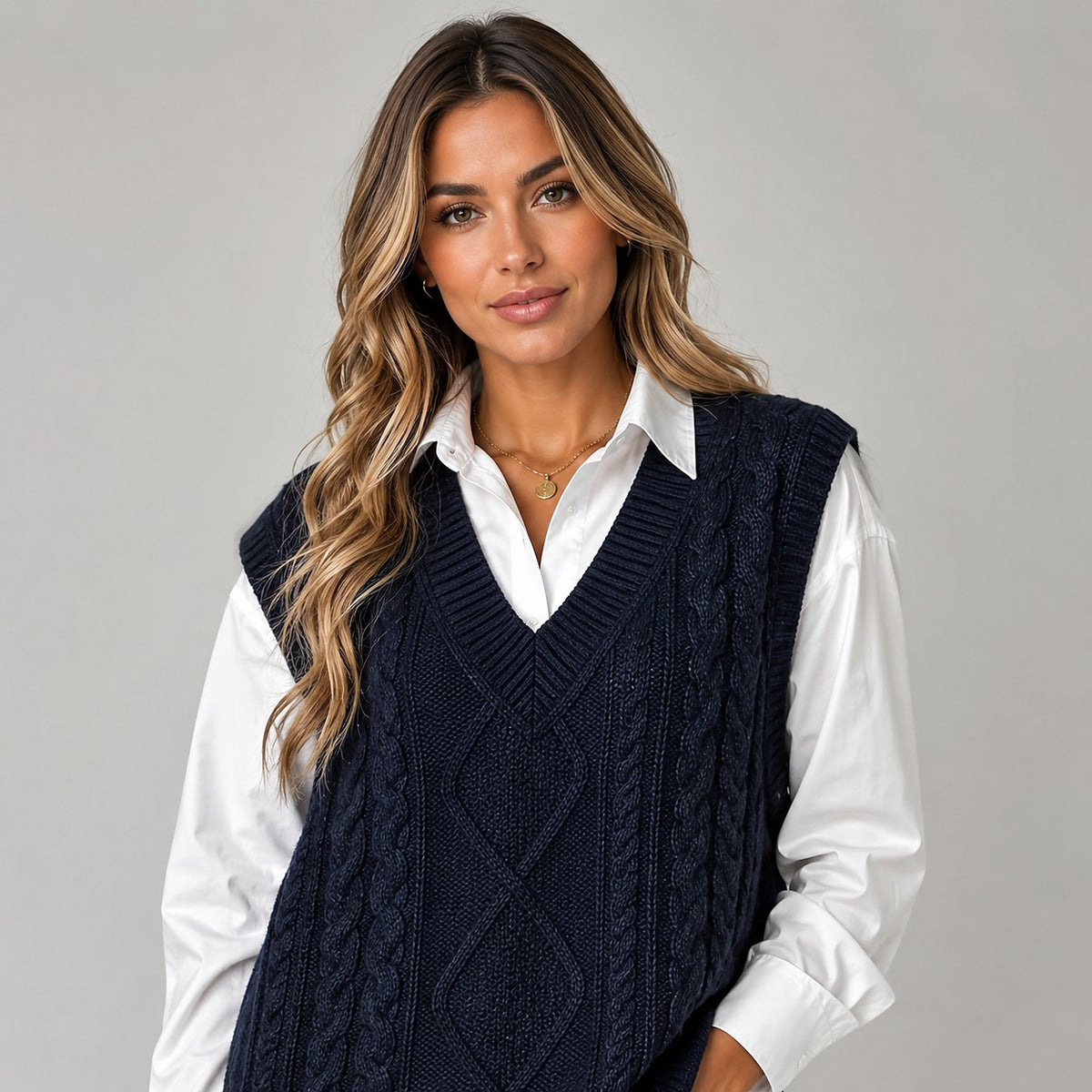 Gilet Torsadé Sans Manches Femme