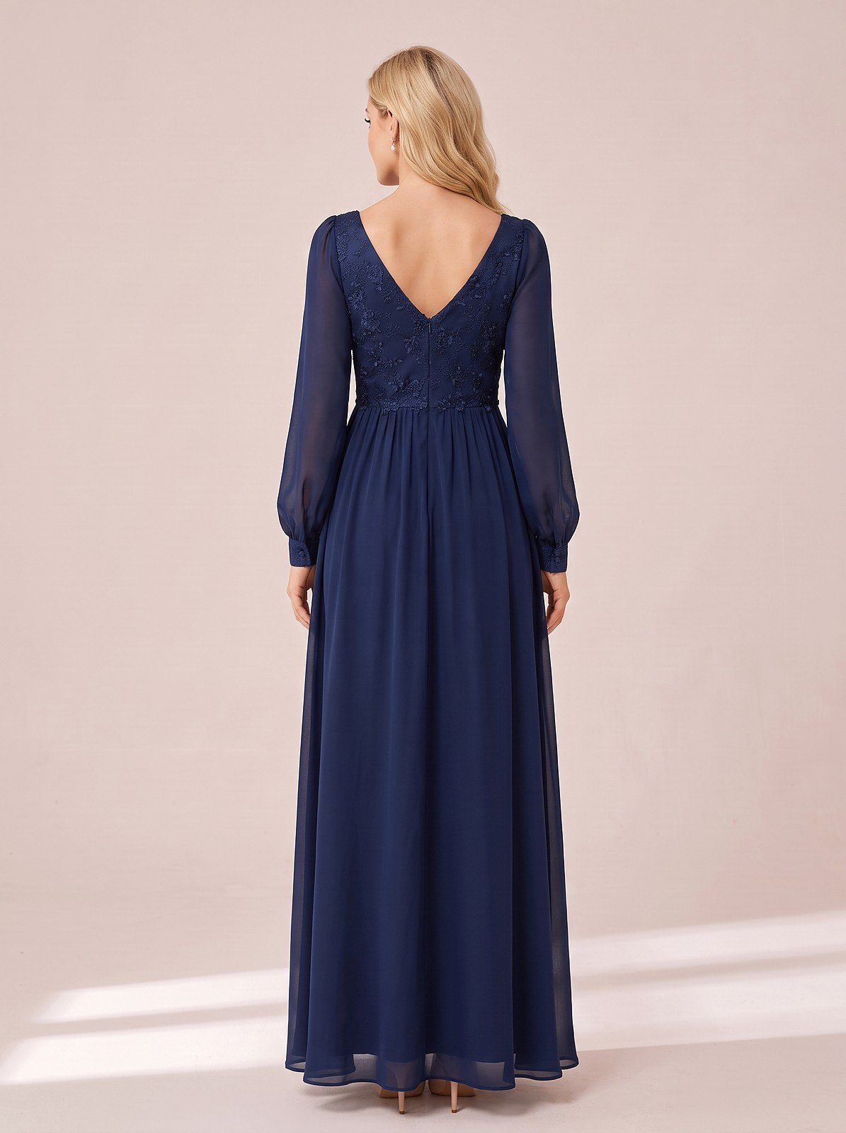 Robe de Soirée Dentelle à Manches Bouffantes
