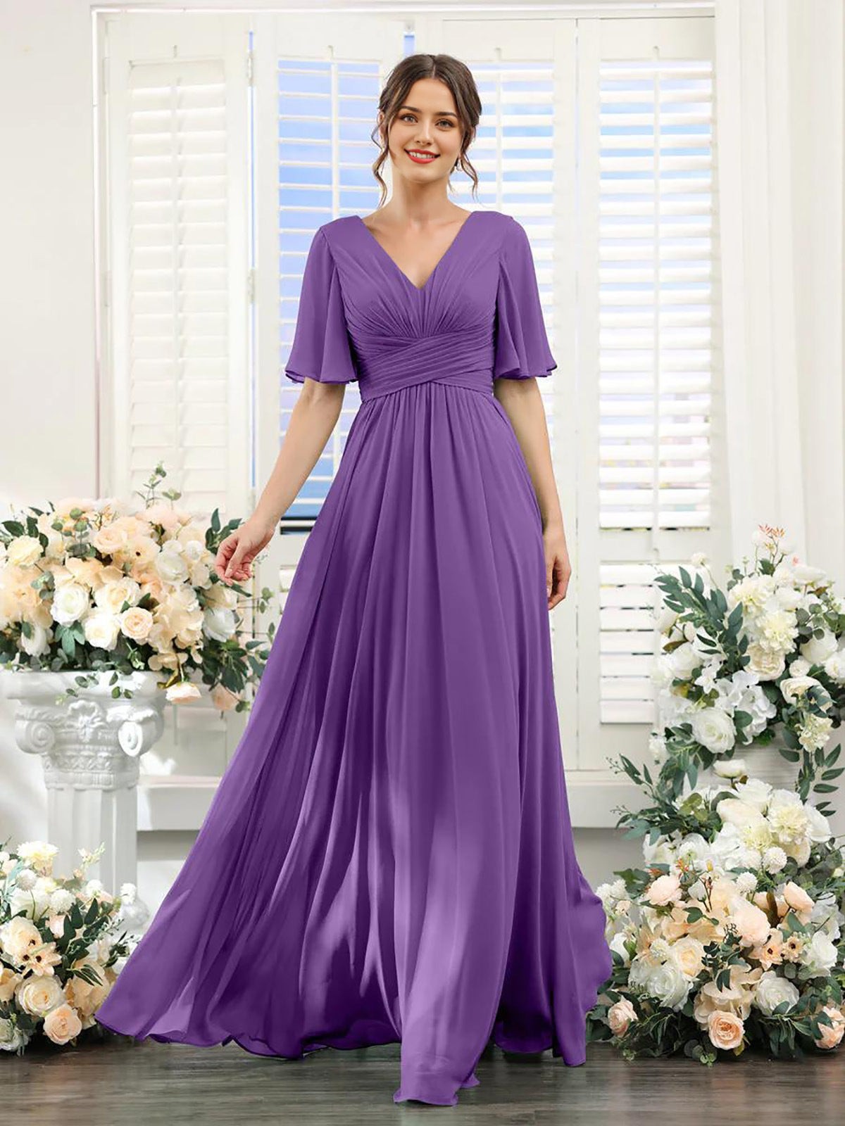 Robe Longue Femme à Manches Papillon