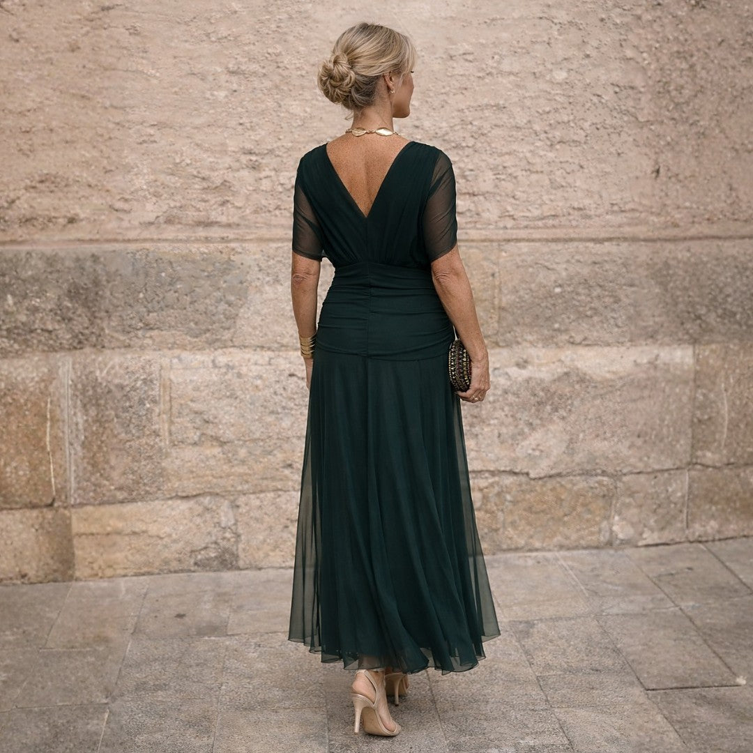 Robe Longue Bardot Drapée Femme