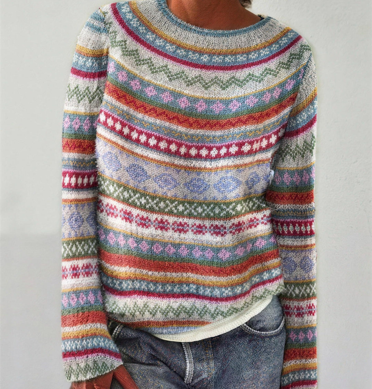 Pull Jacquard Femme à Motif Fair Isle