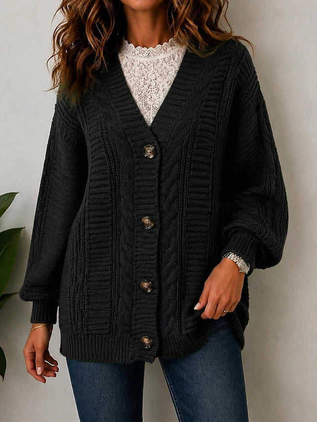 Oversized cardigan i tung kabelstrik