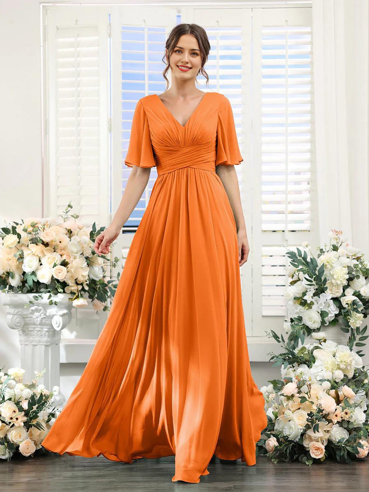 Robe Longue Femme à Manches Papillon