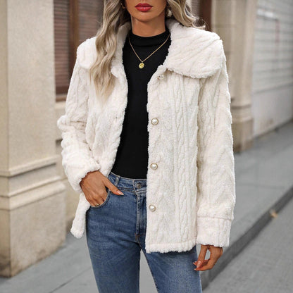 Plysset cardigan med skjortekrave