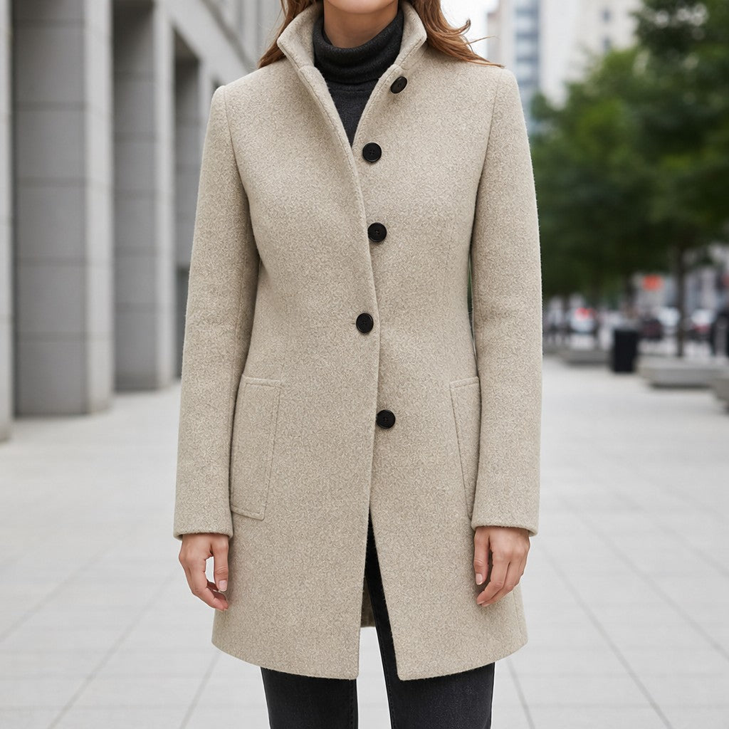 Manteau Long Col Montant Femme