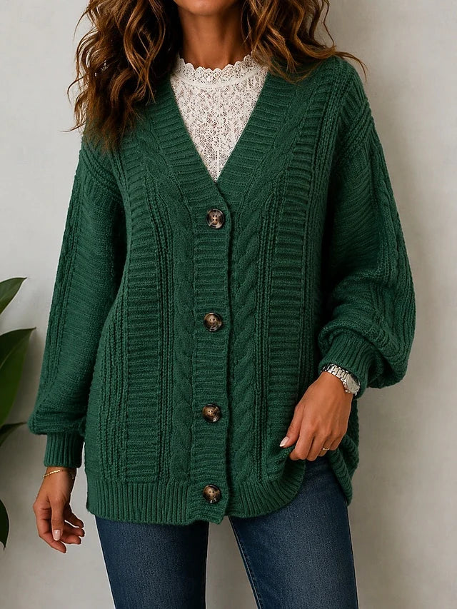 Oversized cardigan i tung kabelstrik