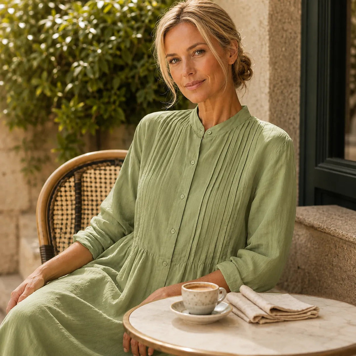 Robe Chemise Midi Femme à Manches Longues
