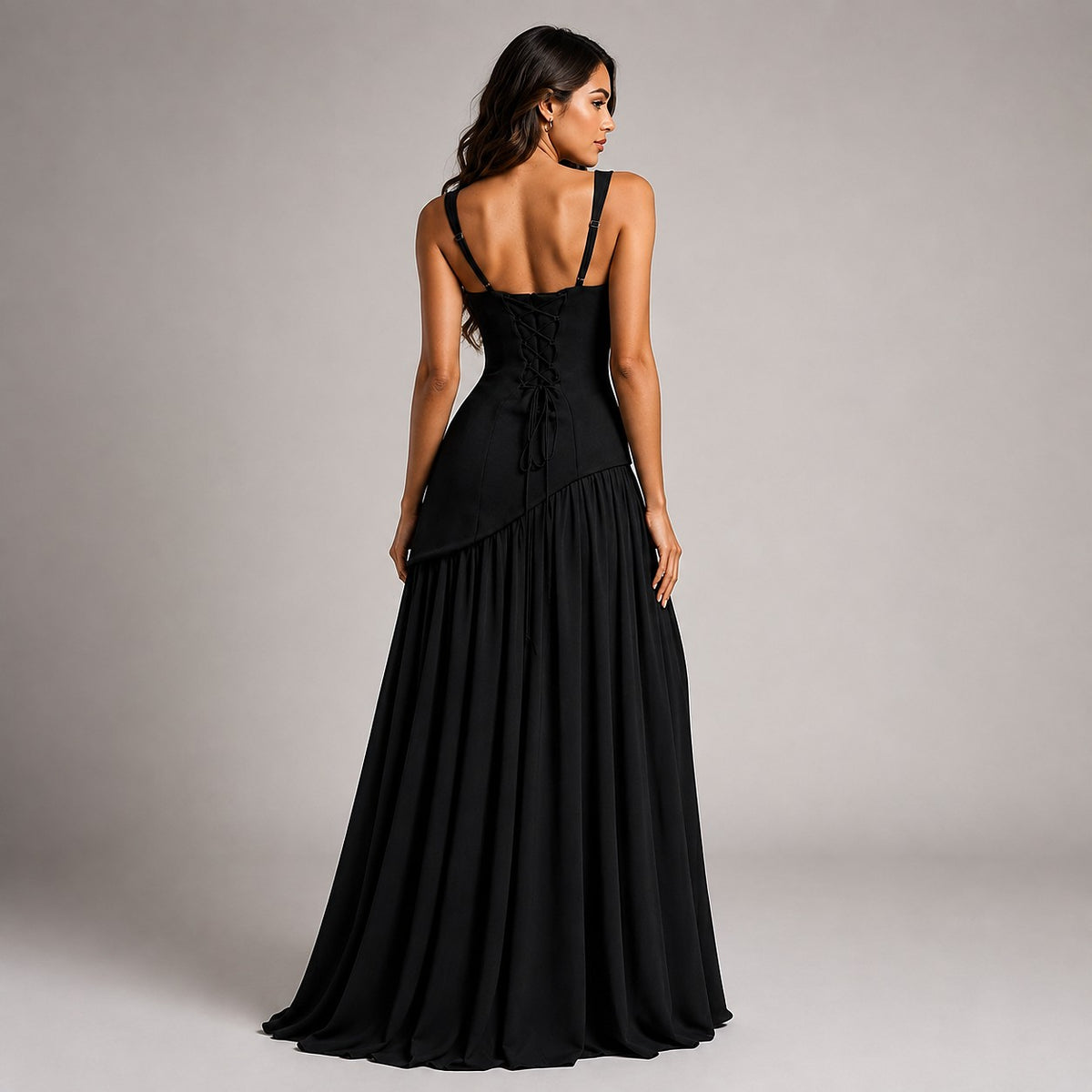 Robe Longue Fendue Femme à Dos Corset