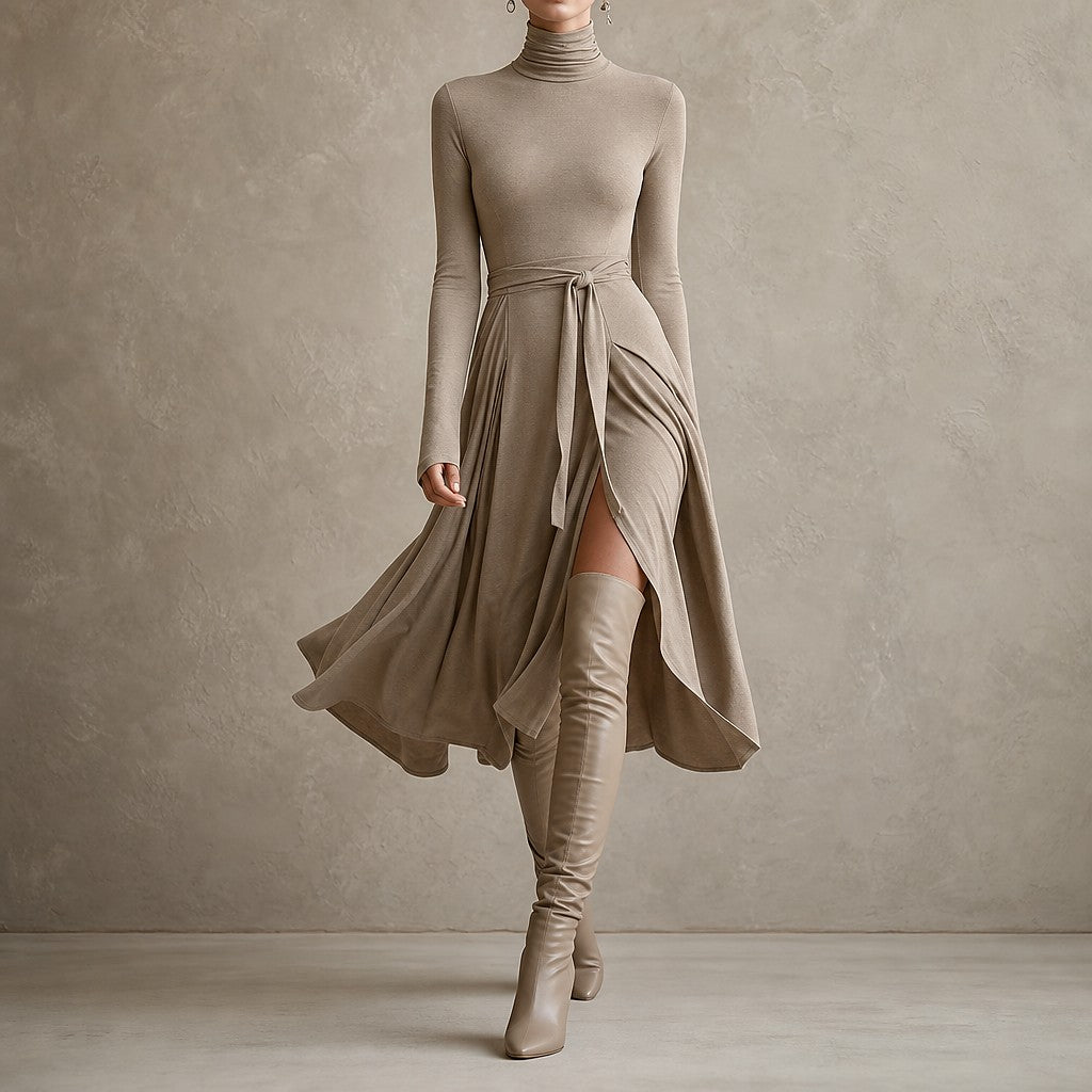 Robe Pull Midi à Col Roulé Femme