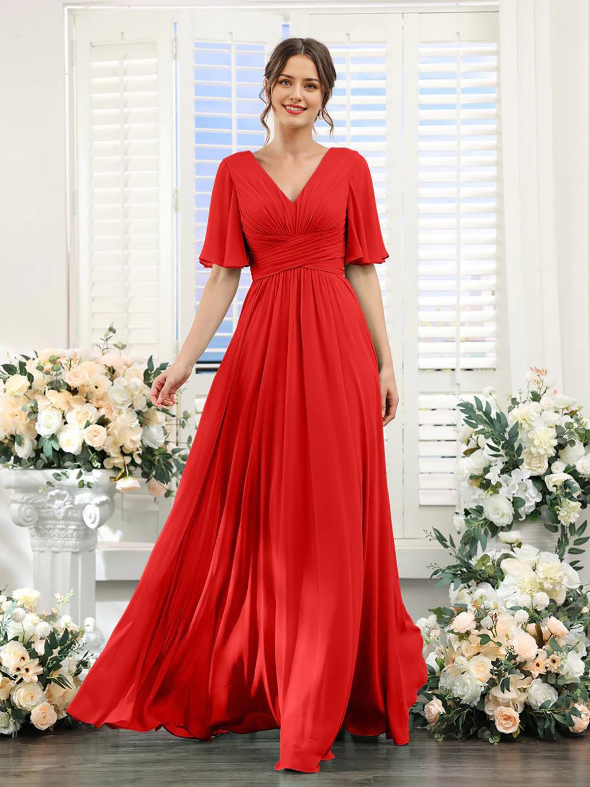 Robe Longue Femme à Manches Papillon