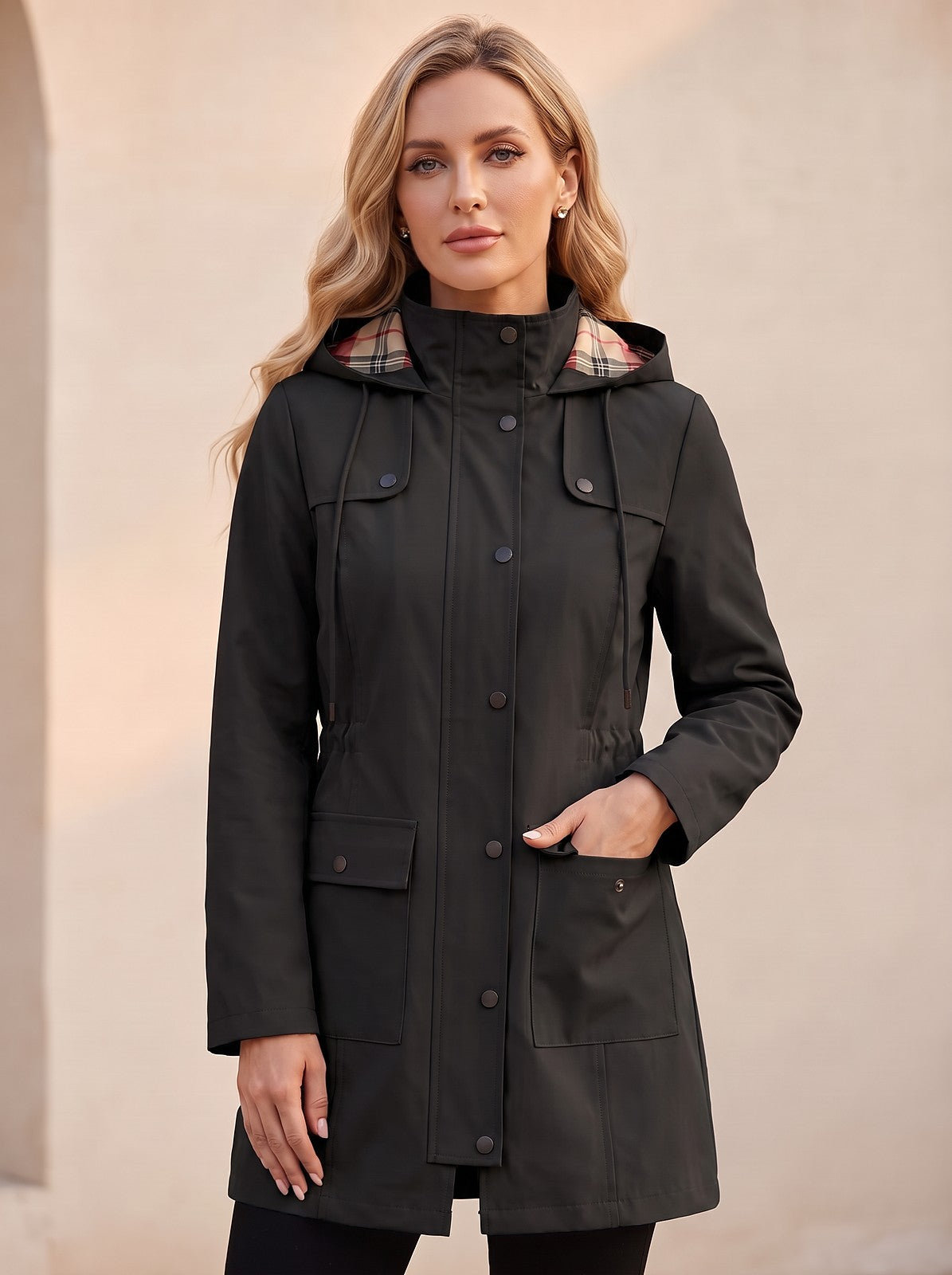 Imperméable Doublé Femme à Capuche