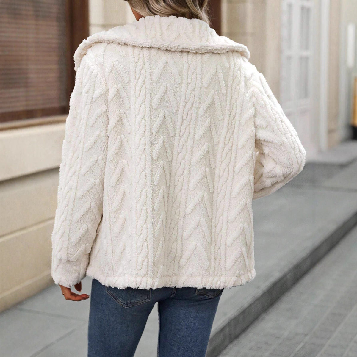 Plysset cardigan med skjortekrave