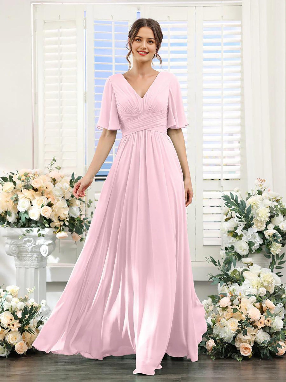 Robe Longue Femme à Manches Papillon