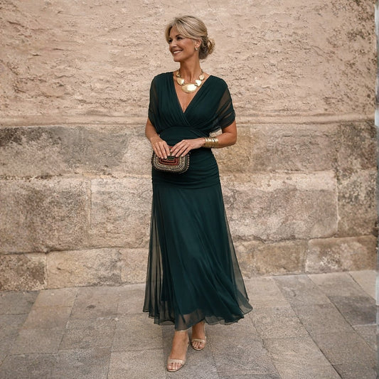 Robe Longue Bardot Drapée Femme