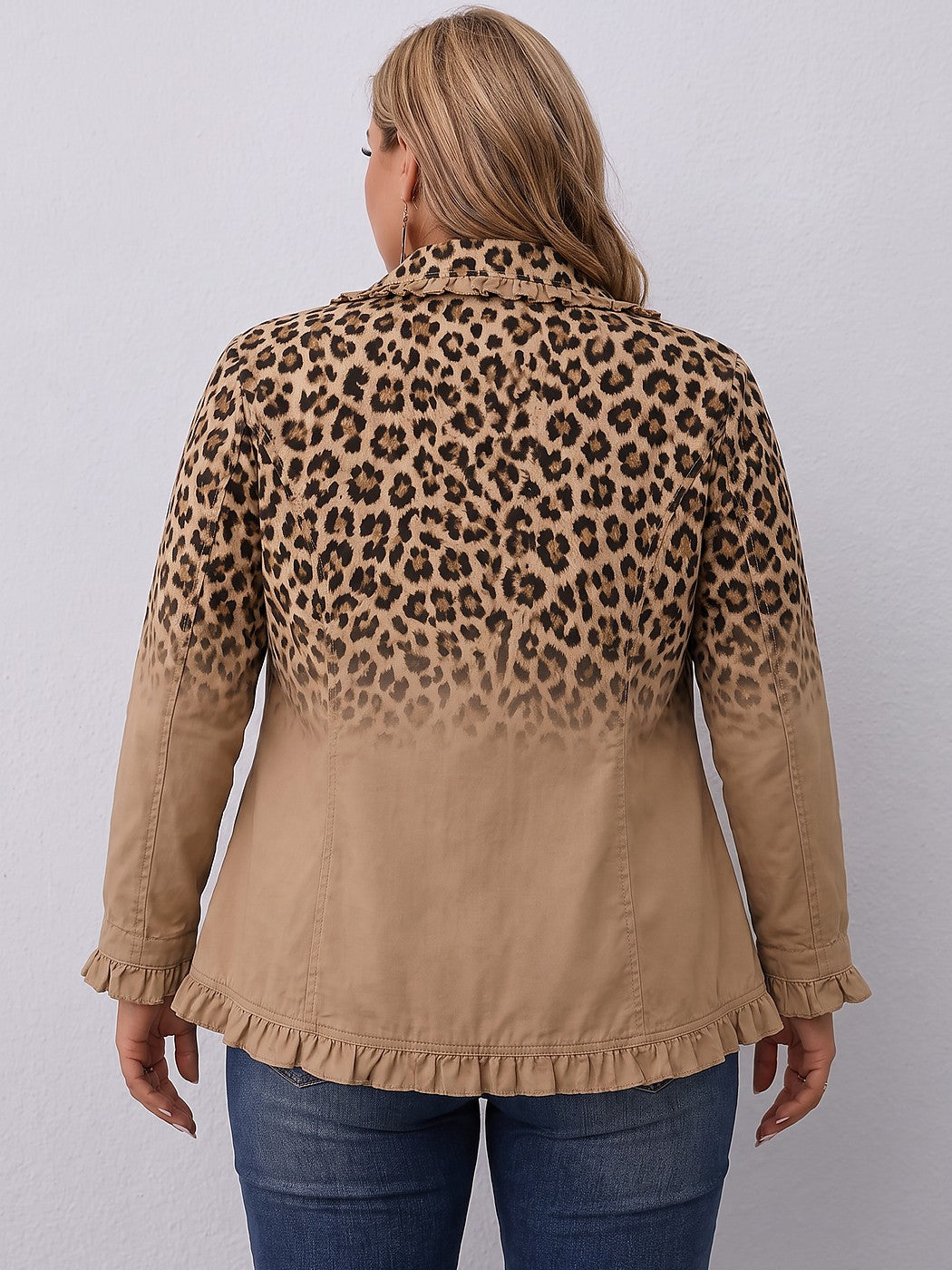 Veste Léopard Femme Croisée à Volants