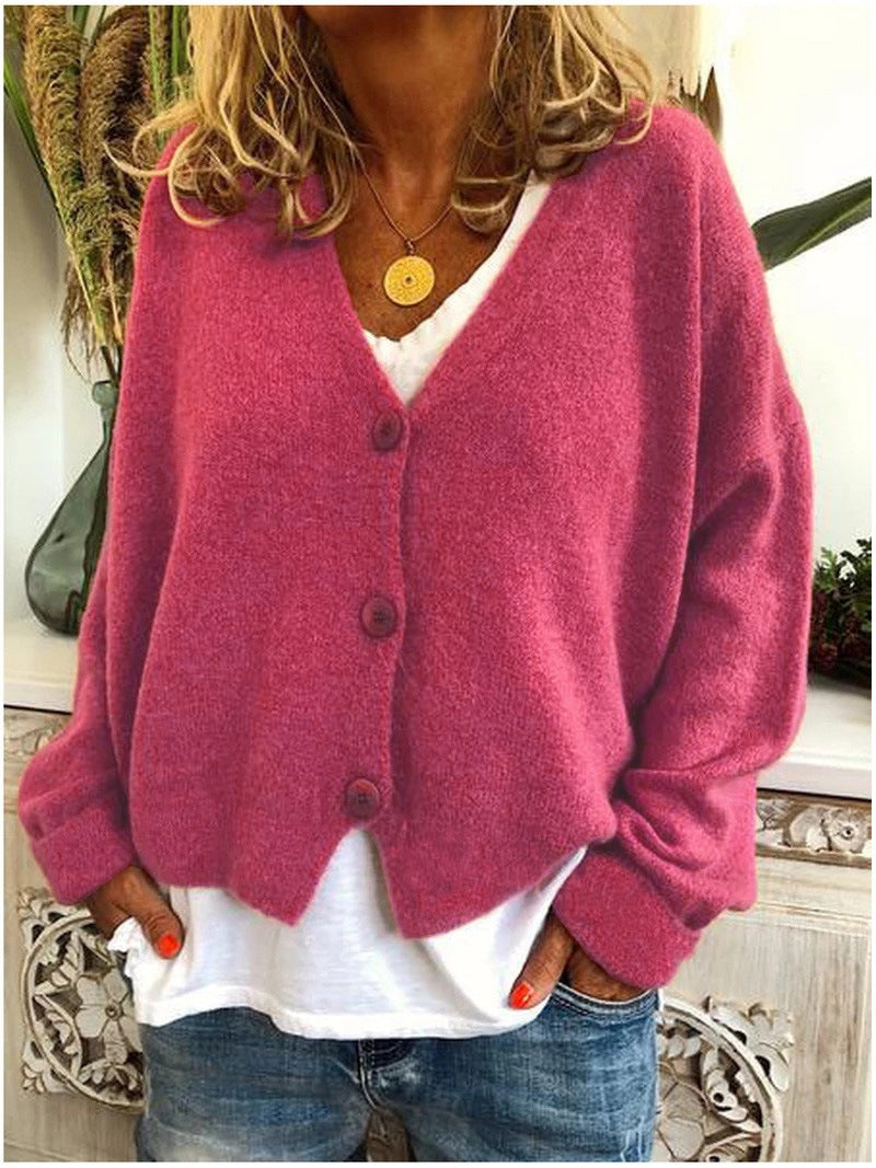 Blød cardigan med dyb V-hals