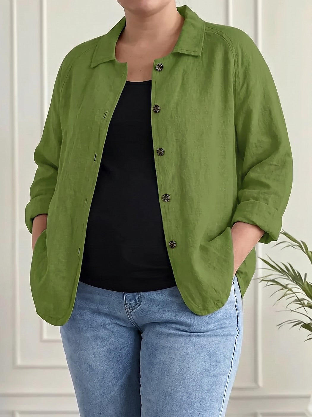 Chemise Ample Femme en Crépon Manches Raglan