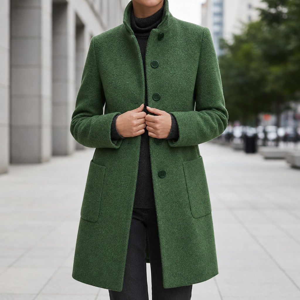 Manteau Long Col Montant Femme