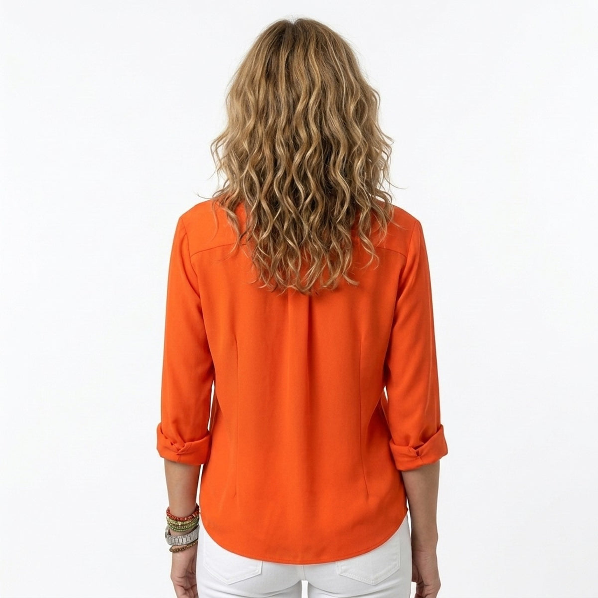 Chemise Fluide Col V Femme Manches Longues