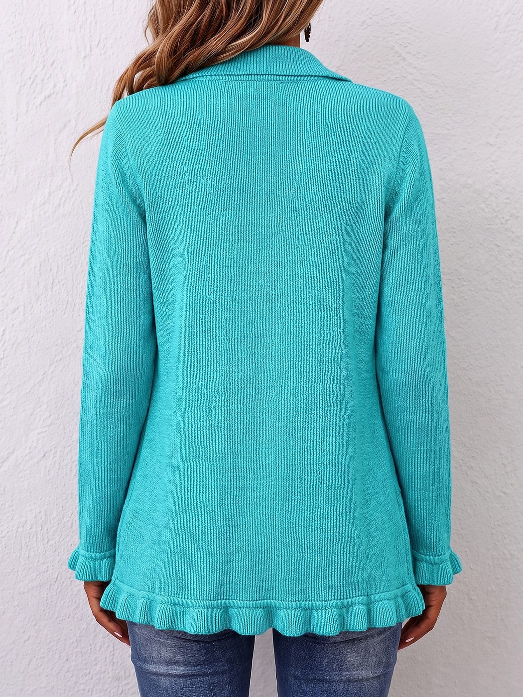 Gilet Croisé en Maille Femme à Volants