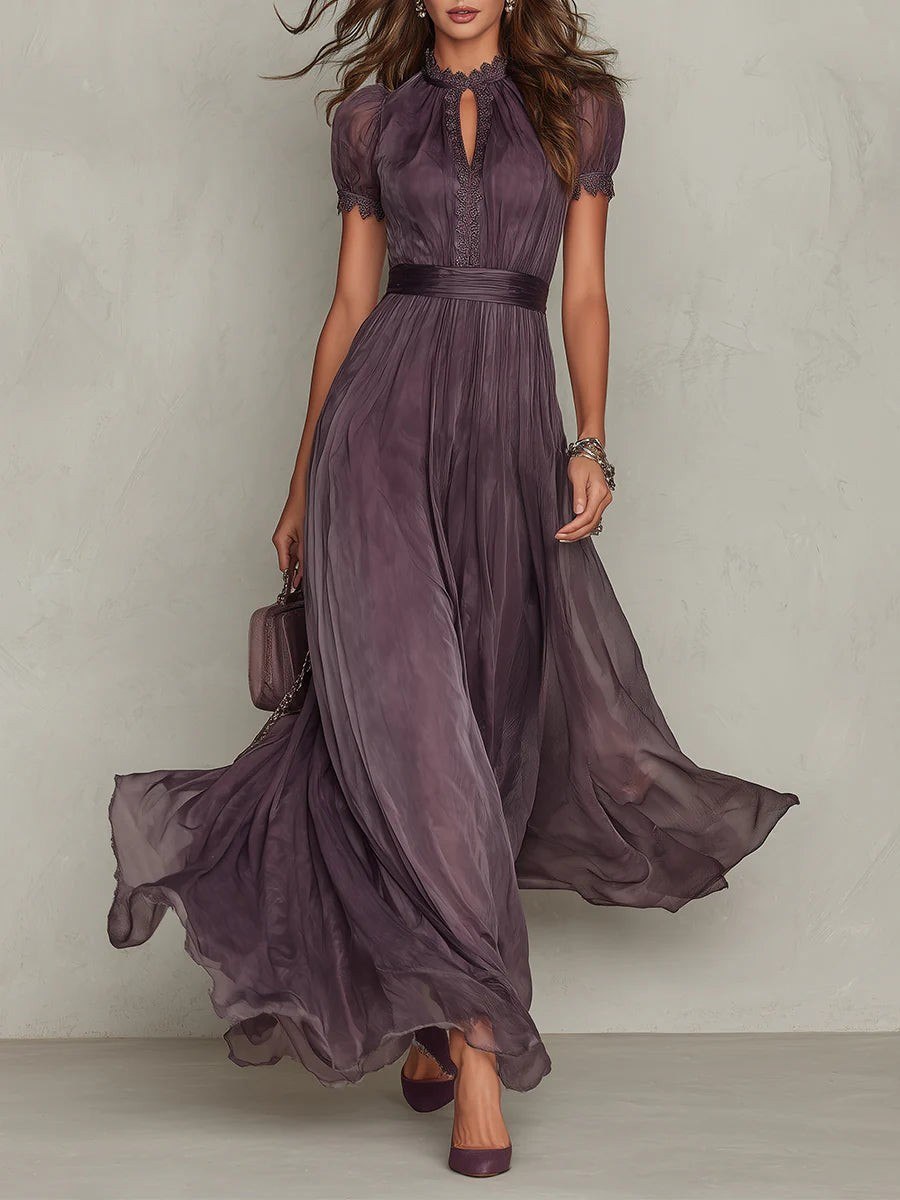 Robe Longue à Col Montant Femme
