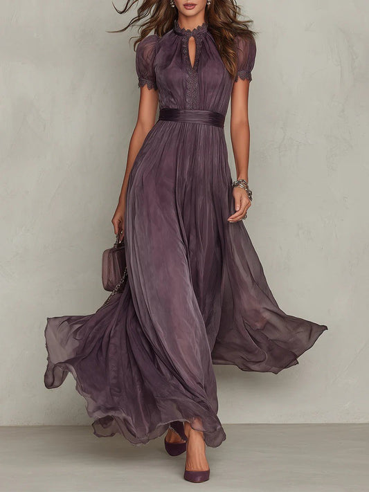 Robe Longue à Col Montant Femme