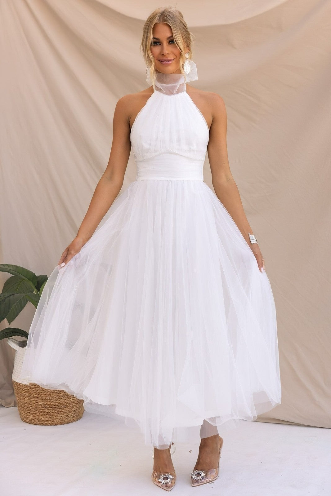 Robe Cocktail Midi Femme en Tulle