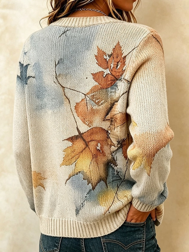Kort cardigan med efterårsblade