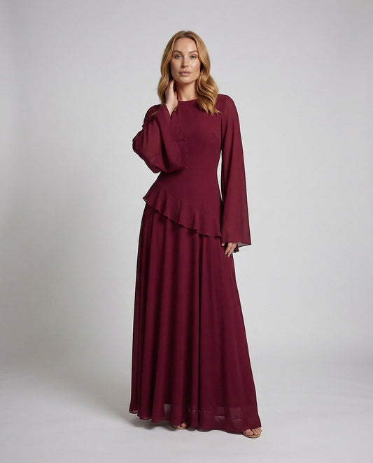 Robe de Soirée Longue à Manches Cloche