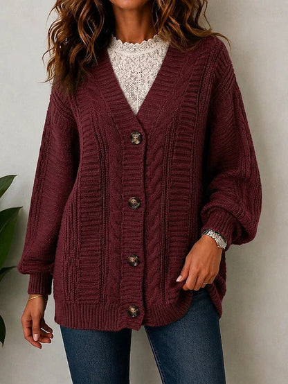 Oversized cardigan i tung kabelstrik