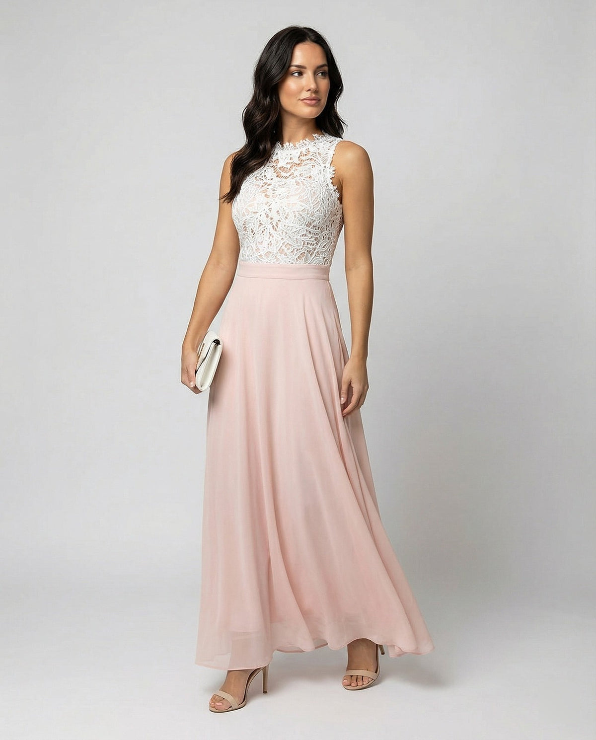 Robe Longue en Dentelle Femme sans Manches