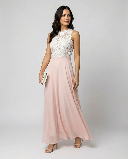 Robe Longue en Dentelle Femme sans Manches