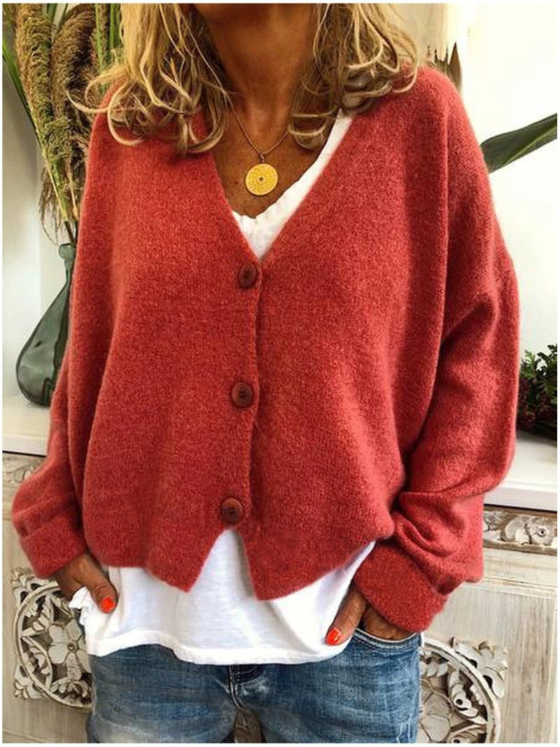 Blød cardigan med dyb V-hals