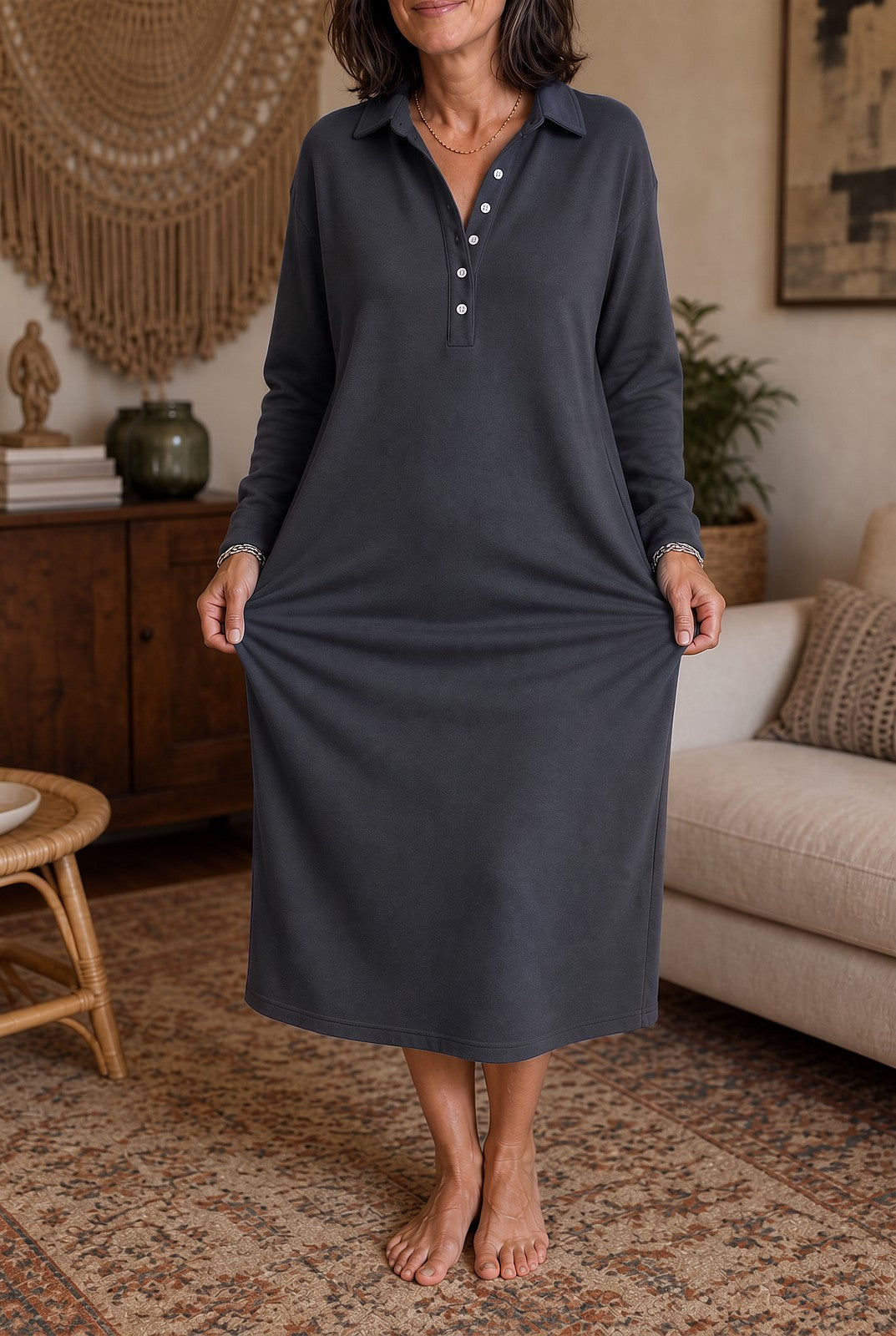 Robe Sweat Femme à Col Polo