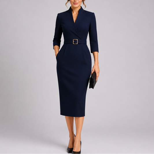 Robe Midi Moulante Femme à Col V