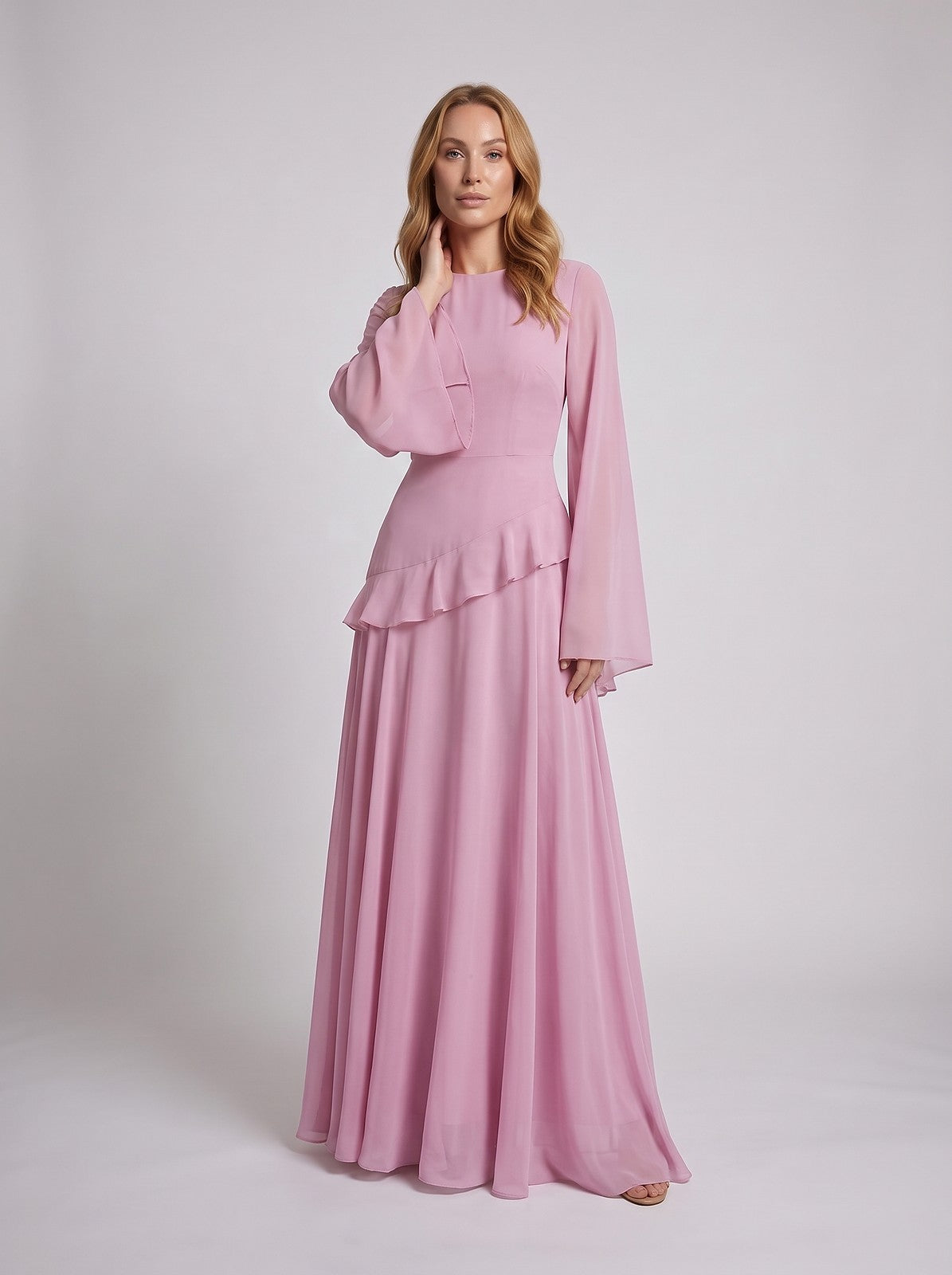 Robe de Soirée Longue à Manches Cloche