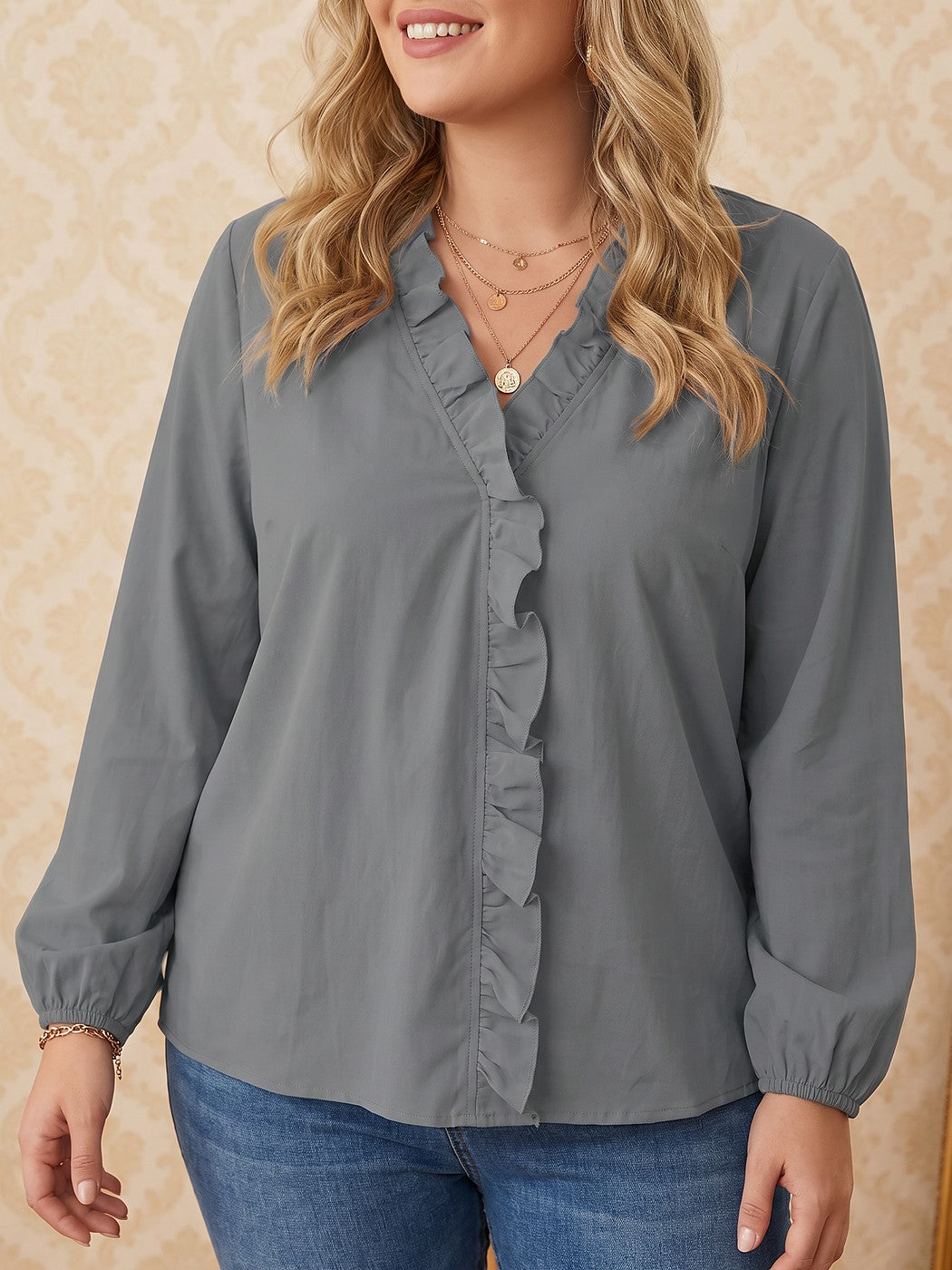 Blouse à Volants Femme Manches Ballon