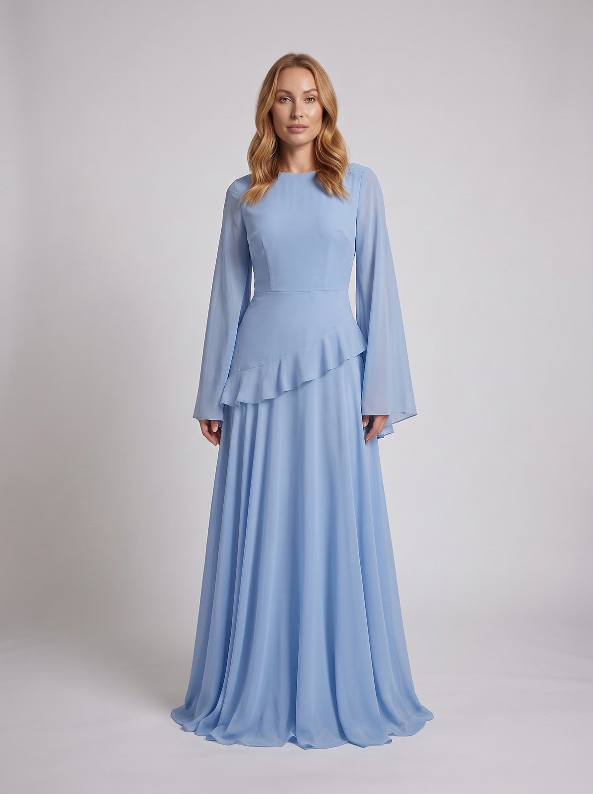 Robe de Soirée Longue à Manches Cloche