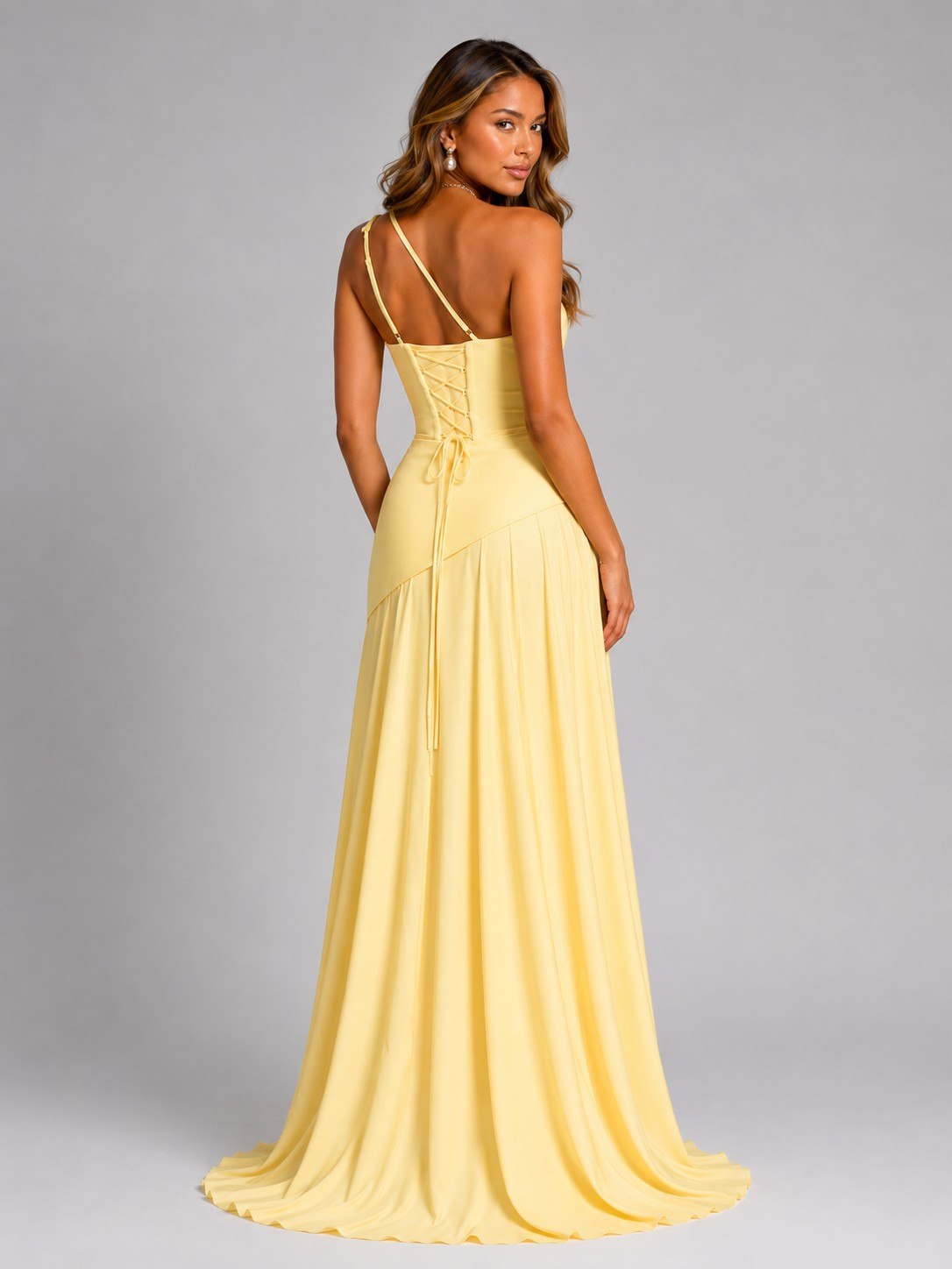 Robe Longue Asymétrique à Corset Femme