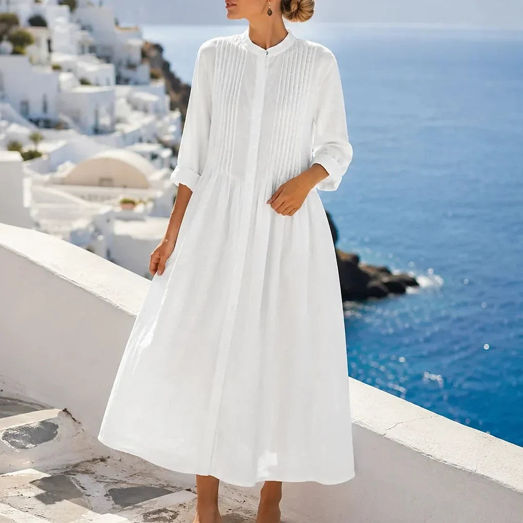 Robe Chemise Midi Femme à Manches Longues